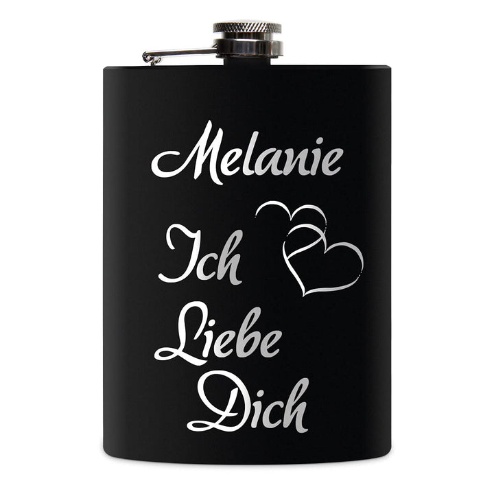 Edelstahl Flachmann 237 ml schwarz matt lackert inkl. individuelle Gravur in Silber von Paule Black
