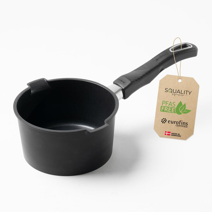 Premium Sossentopf PFAS frei 16 cm – Kochtopf klein | Milchtopf Induktion | Antihaft Stielkasserolle