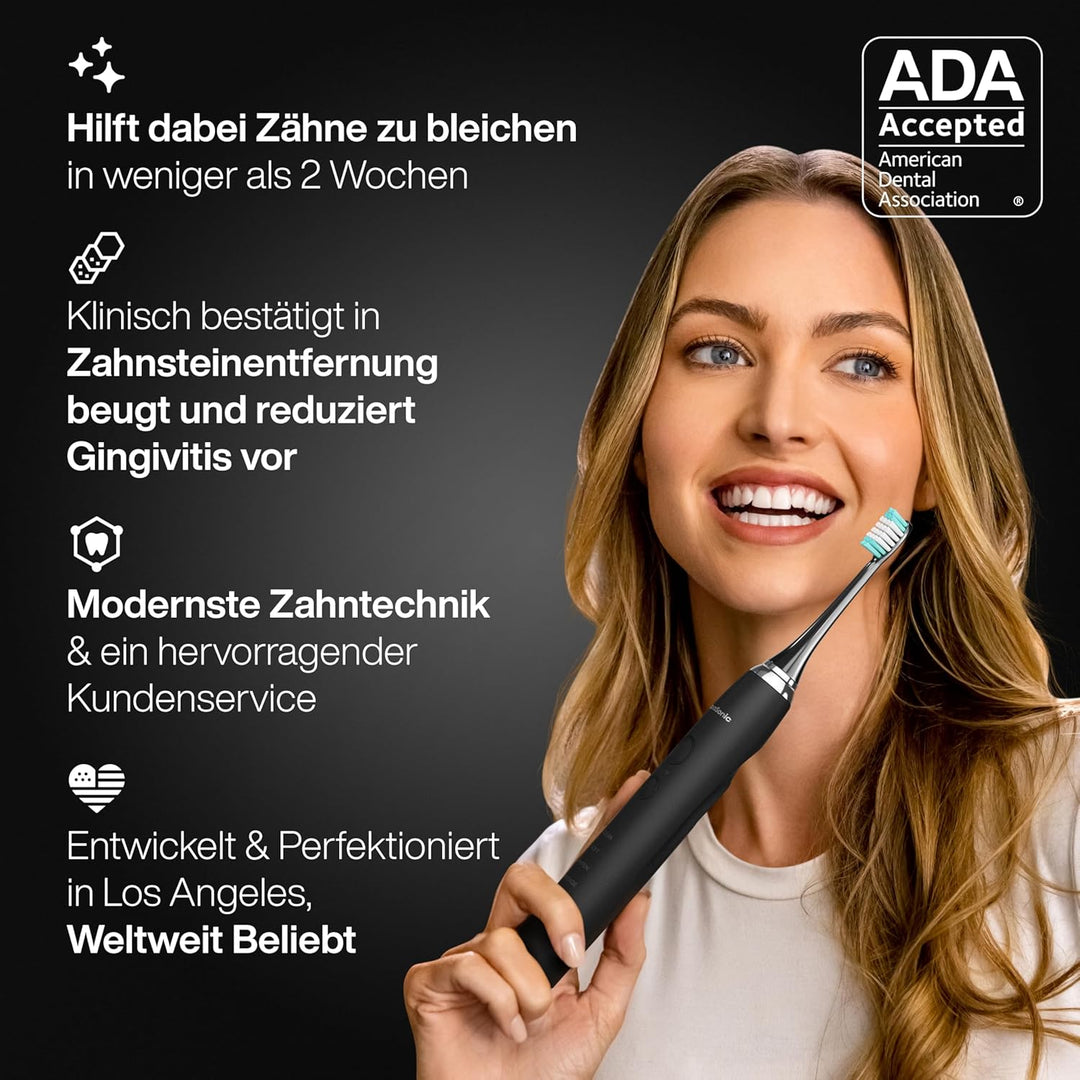 Aquasonic Black Series Ultra Aufheller Zahnbürste - ADA Akzeptierzte Elektrische Zahnbürste - 8 Bürs