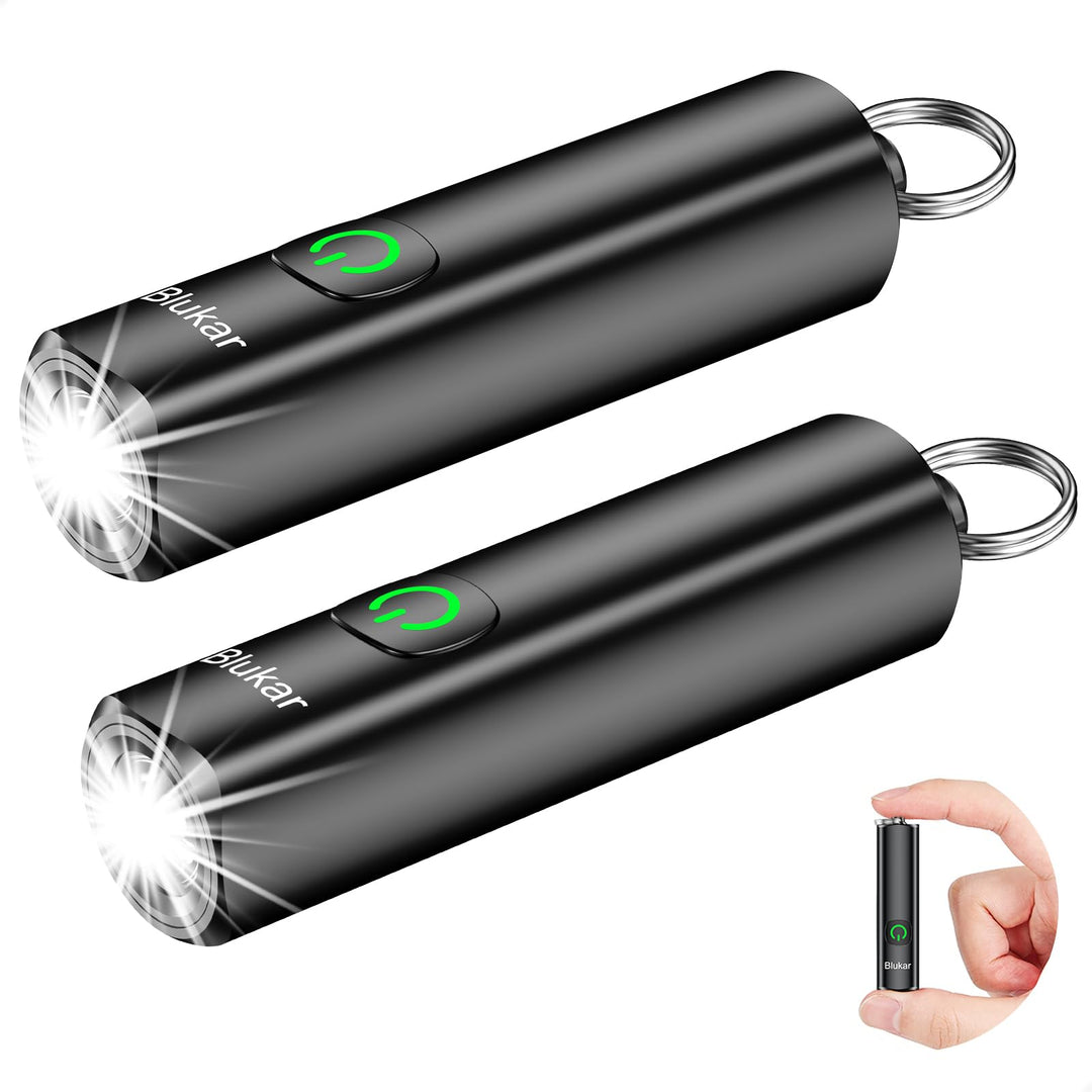 Blukar Taschenlampe LED Aufladbar, 360L Mini EDC Taschenlampen mit 3 Lichtmodi, Klein Flashlight Tra