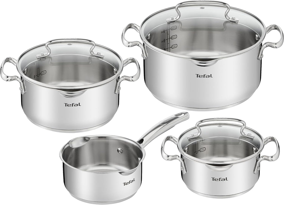 Tefal A702A8 Intuition Edelstahl Kochtopf-Set 7-Teilig | Geeignet für alle Herdarten | Messskala an