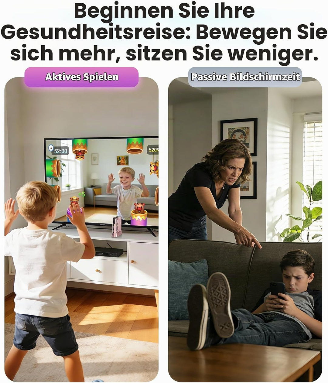 Spielkonsole für Kinder mit Bewegungsspielen, Plug &amp; Play TV-Spielkonsole, ideal für Indoor-Bewegung