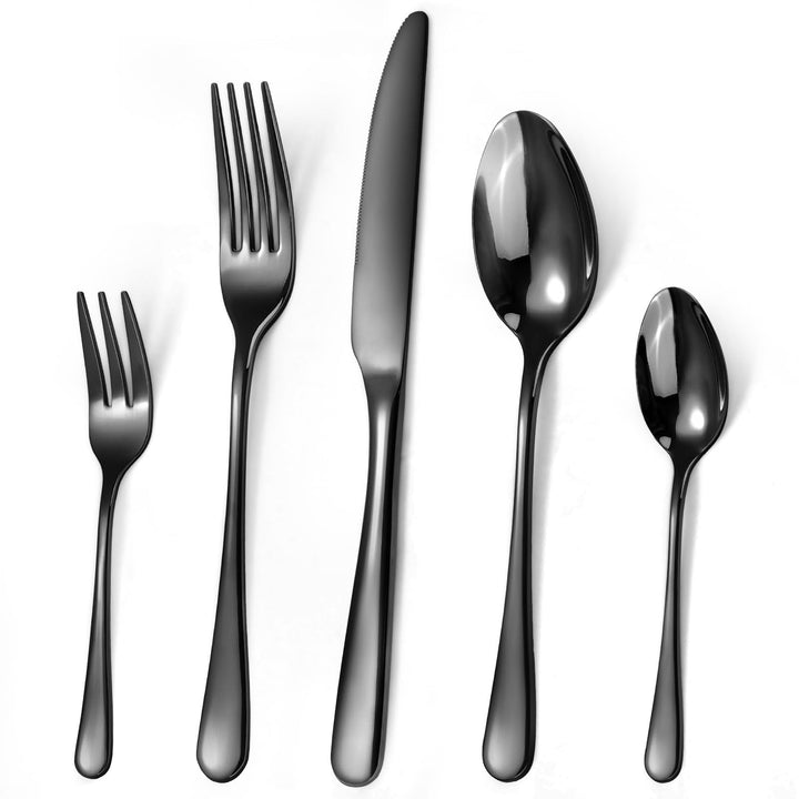 Targizer Besteck Set 6 Personen,Schwarzes Besteck,30 teilig Besteck Schwarz aus Edelstahl,Besteckset