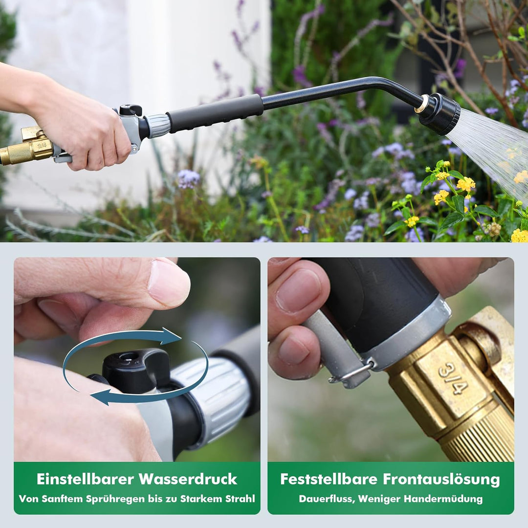 RESTMO Langer Giessstab, 61cm langer Gartenbrause mit voller, sanfter Dusche und Durchflusskontrolle