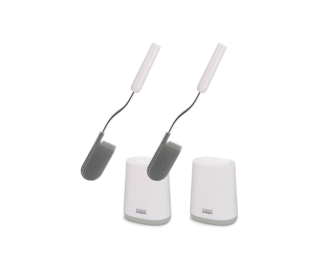 Joseph Joseph Flex Lite - 2er-Pack Silikon-Toilettenbürste mit schlankem Haltegriff, flexibel, tropf