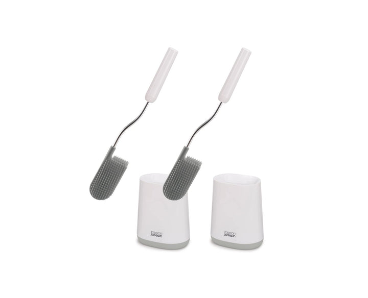 Joseph Joseph Flex Lite - 2er-Pack Silikon-Toilettenbürste mit schlankem Haltegriff, flexibel, tropf