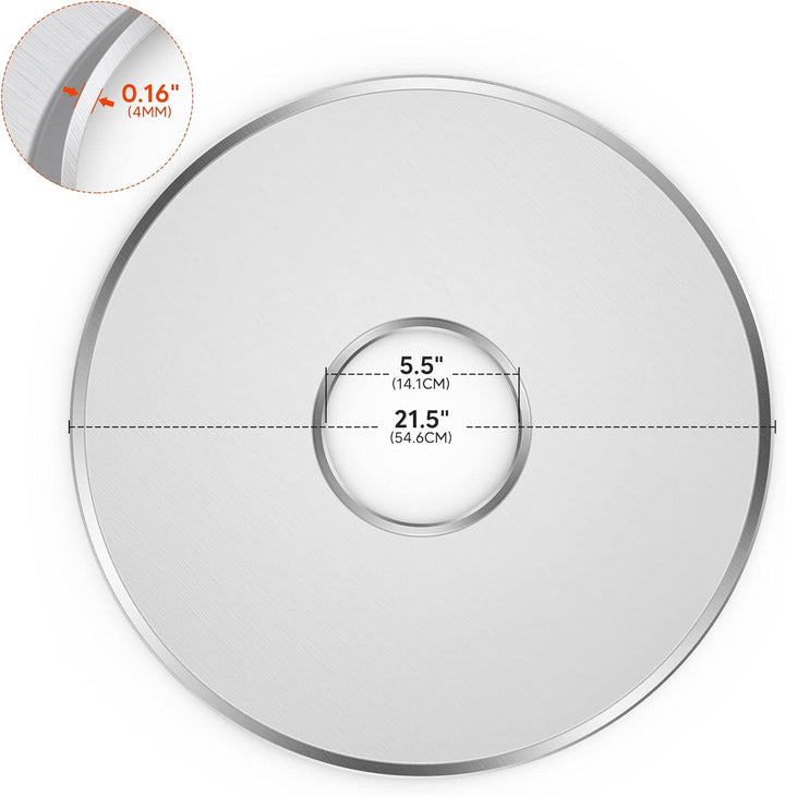 Onlyfire Feuerplatte, Grillplatte Edelstahl, Ø 54,6 cm Grillring, Feuerring mit Ölauffangrillen, BBQ