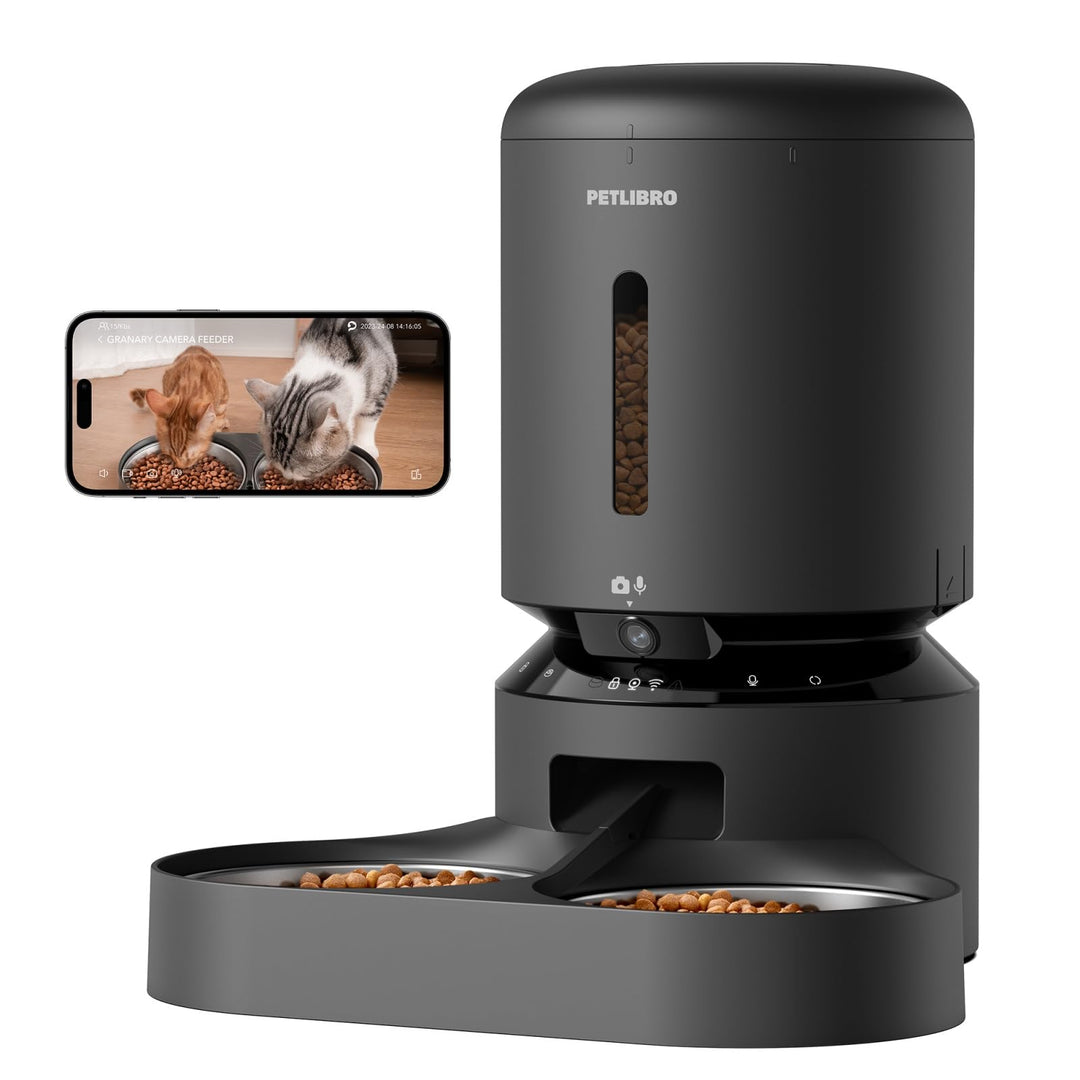 PETLIBRO 5L Futterautomat Katze 2 Näpfe mit 1080P Kamera, 5G WiFi Katzenfutter Automat mit APP & Nac