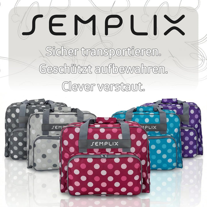 SEMPLIX Bundle Polka Dots Nähmaschinentasche + Nähkorb L (anthrazit/grau)
