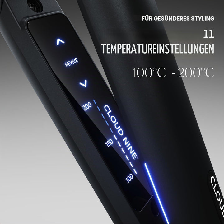 Cloud Nine The Original Iron Glätteisen Schwarz – Haarglätter mit 11 Temperatureinstellungen, Revive