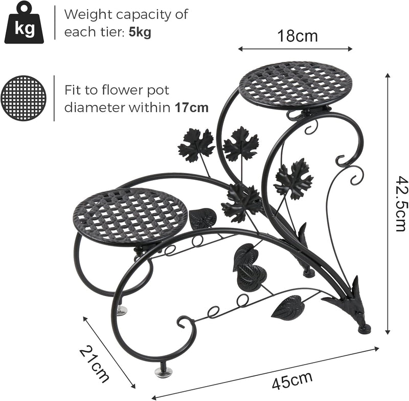 unho Blumenständer Metall,Blumentreppe Blumenregal 2er Set, Pflanzenregal für Balkon,Garten,Wohnzimm