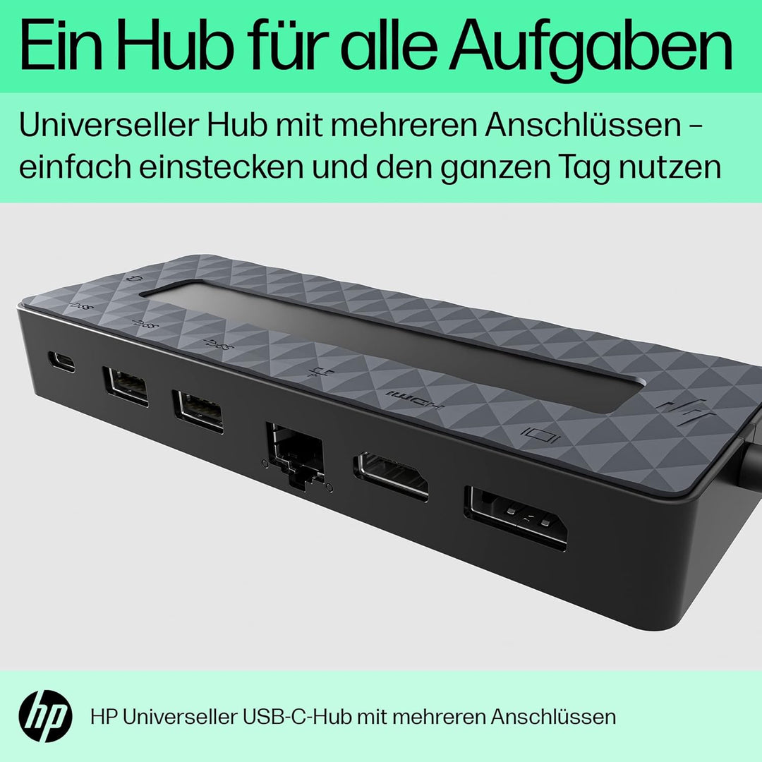 HP USB-C-Multiport-Hub 7-in-1, 1x HDMI 2.0, 1 x DisplayPort 1.2, 2 x USB-A, 1 x USB-C, 1 x USB-C -Pa