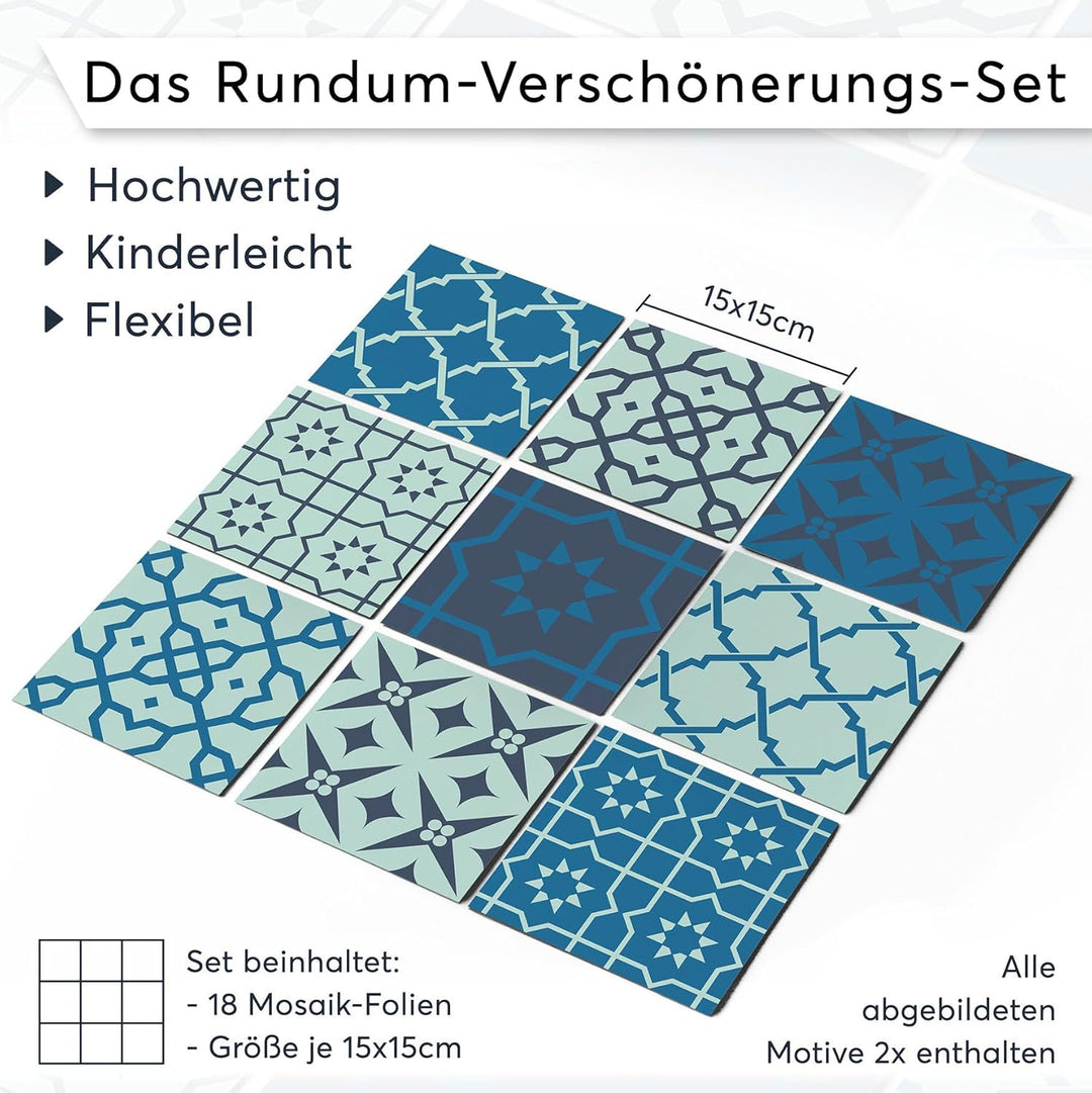 PVC Klebe-Fliesen für - [ Boden Fliesen ] - Aufkleber Folie Sticker für Boden-Fliesen - Küche oder B