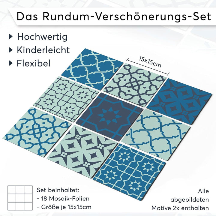 PVC Klebe-Fliesen für - [ Boden Fliesen ] - Aufkleber Folie Sticker für Boden-Fliesen - Küche oder B