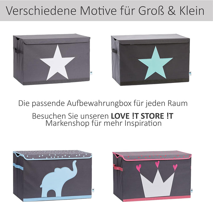 LOVE IT STORE IT Aufbewahrungsbox mit Deckel - Grosse Spielzeugkiste aus Stoff - Verstärkt mit Holz
