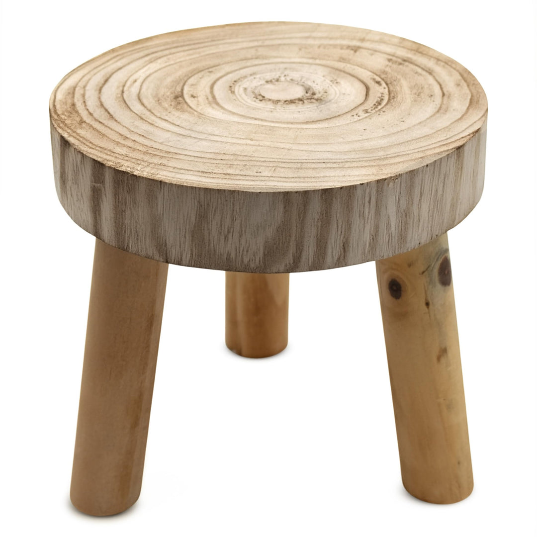 Spetebo Baumscheibe Blumenhocker rund natur Echtholz - 22 x 20 cm - Holz Dekohocker naturbelassen mi