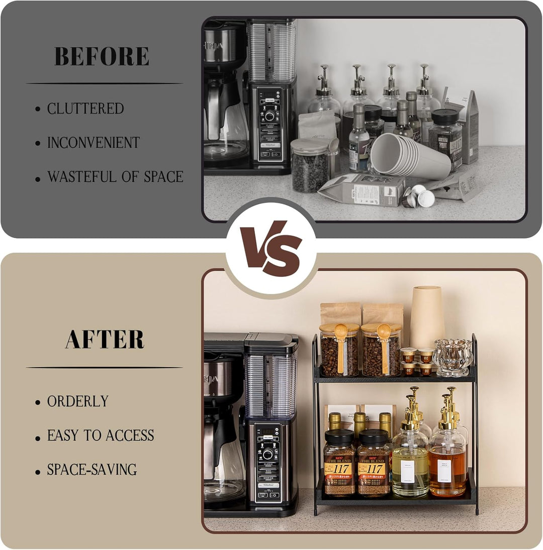 ANBOXIT Kaffee Organizer, Kaffeebar Zubehör Organizer Holz, Kaffee Aufbewahrung für Kaffeestation, A