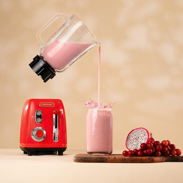 Cecotec Standmixer Retro Power Black Titanium RetroRed. 1200W Maximale Leistung, 2 Geschwindigkeiten