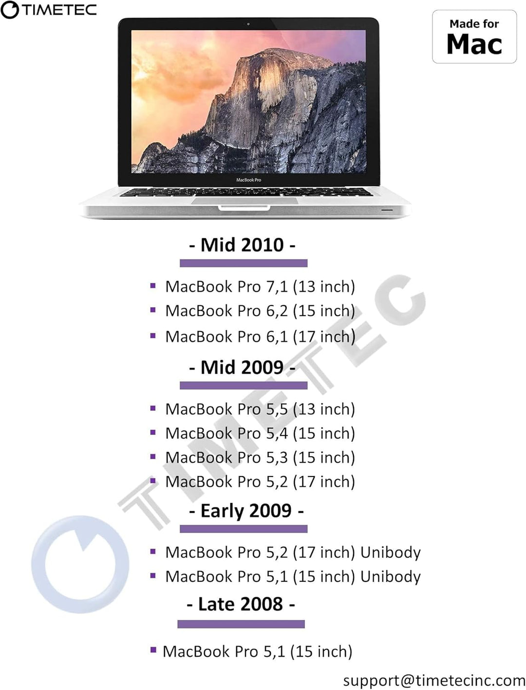 Timetec 4GB kompatibel für Apple DDR3 1067MHz/1066MHz PC3-8500 CL7 Dual Rank für Mac Book, Mac Book