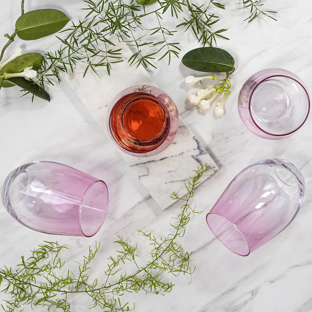 TREND FOR HOME Trinkgläser Set 580 ml Bunt Bunte Gläser Set von 6 Rosa Trinkgläser Gross Wassergläse