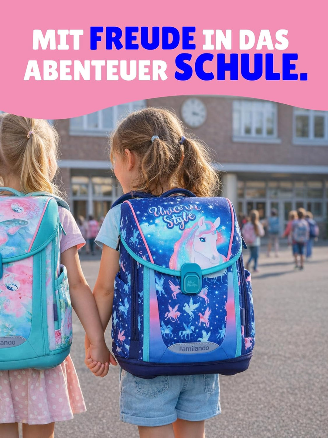 Familando - Premium Schulranzen Set - 10-teilig mit Schultüte - Unicorn (Einhorn) - Ergonomisch, sta