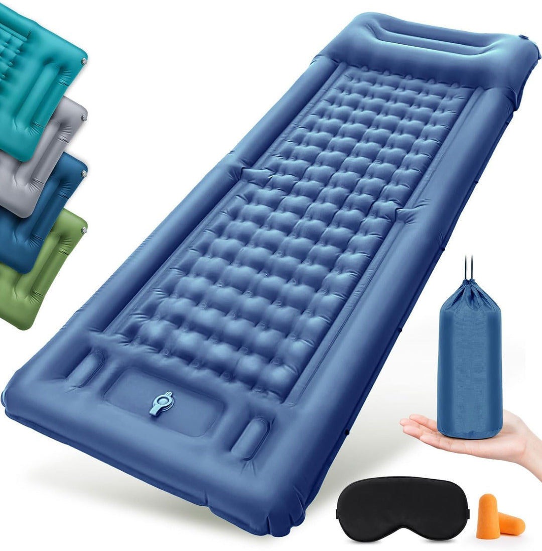 Luftmatratze Camping Matratze 12CM mit Fusspumpe Isomatte Camping mit Integrierten Kopfkissen für Ca