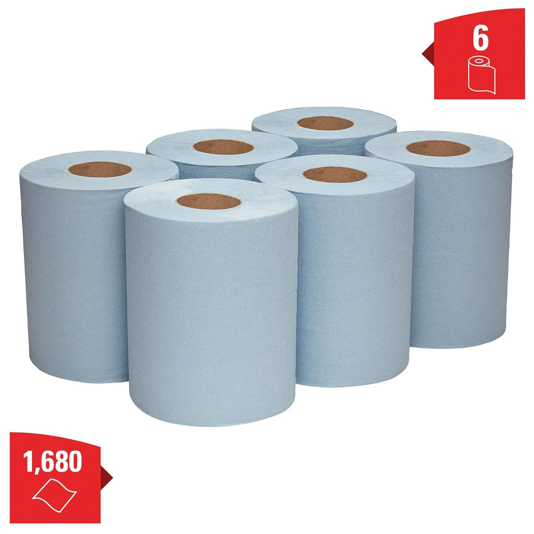 WypAll L10 Papier-Reinigungstücher für Service u. Einzelhandel 6220 – 1-lagige blaue Rolle mit Zentr