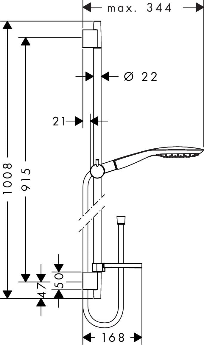 hansgrohe Raindance Select E 150 Duschset 0,90m, 3 Strahlarten mit Seifenablage, Chrom Chrom 0,90m S
