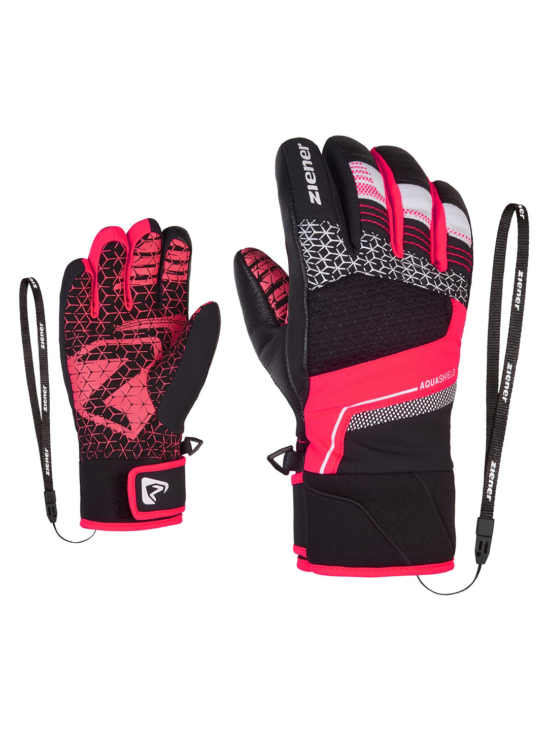 Ziener Jungen Lonzalo Ski-Handschuhe/Wintersport | wasserdicht, atmungsaktiv, Primaloft 3 black.neon