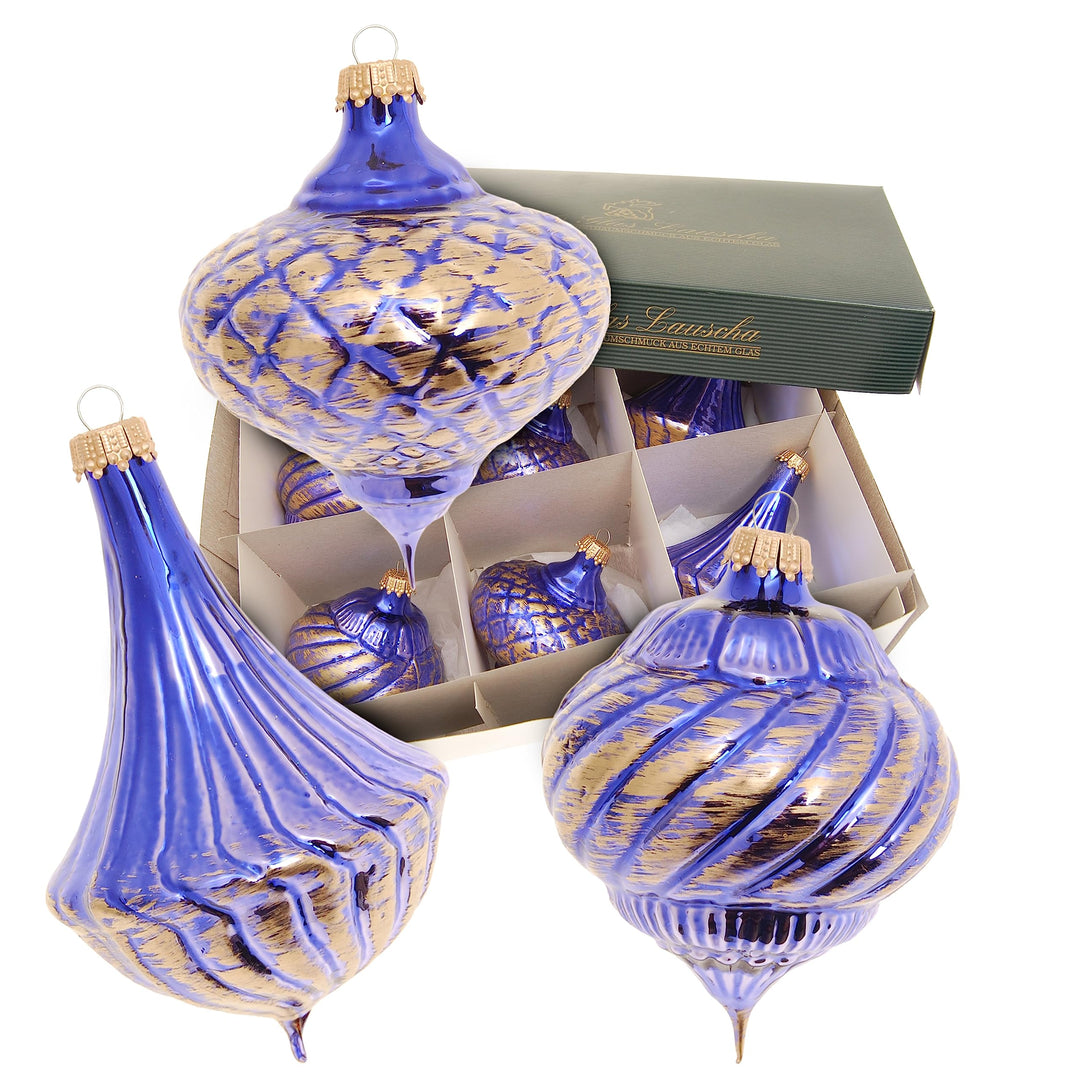 Krebs Glas Lauscha - Weihnachtsdekoration/Christbaumschmuck aus Glas - Glaskugelset Barock - Farbe: