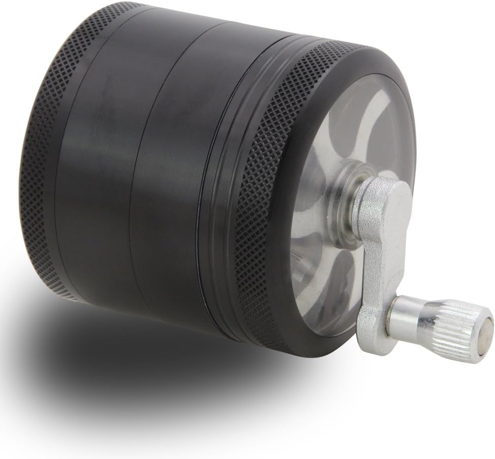 DCOU Handkurbel Premium Mühle unzerbrechlich CNC Aluminium Metall Mahler Schleifer 4 Teile Ø55mm Sch