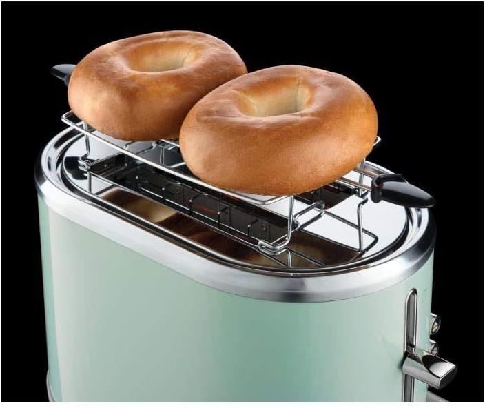 Russell Hobbs Toaster Bubble grün, 2 extra breite Toastschlitze, inkl. Brötchenaufsatz, 6 einstellba