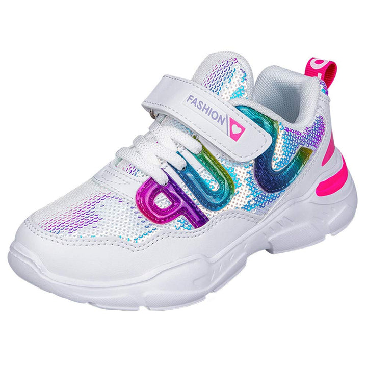 Mädchen Turnschuhe Sparkle Scales Sneaker Kinderschuhe mit Klettverschluss(28-38 EU) 26 EU Weiss, 26