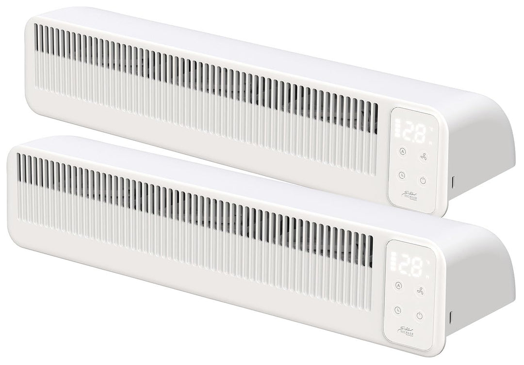 Sichler Haushaltsgeräte Heizkörperlüfter: 2er-Set automatische Heizkörper-Akku-Ventilatoren, 3-stufi