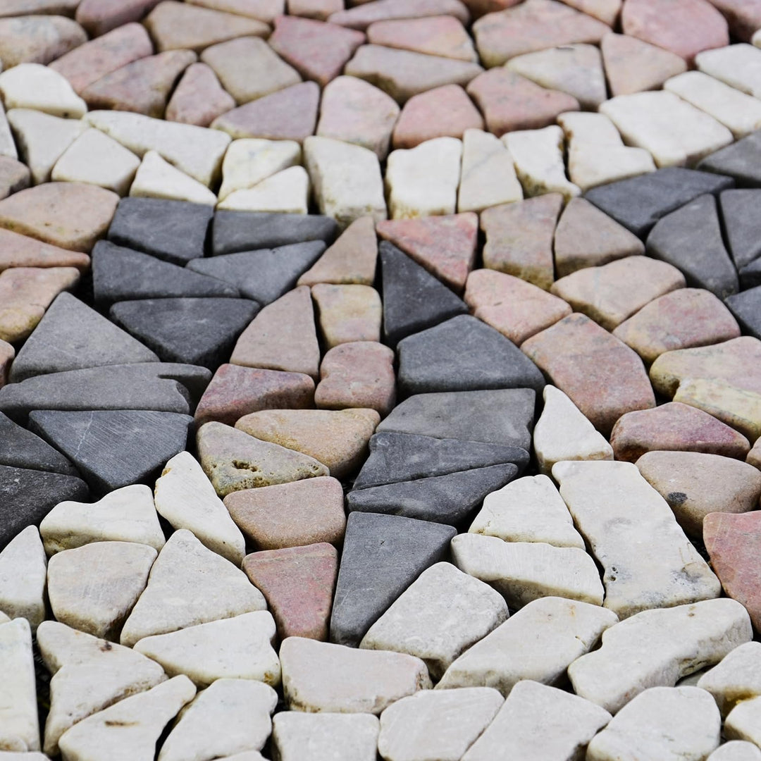 Divero Fliesen Rosone Blume Sonne Windrose Naturstein Mosaik Marmor dekorativ Creme-grau-rosé 120x12