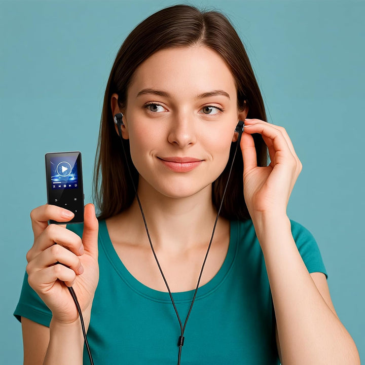 MP3 Player 64GB mit Bluetooth, Mini Digitaler Musik Player mit Lautsprecher, FM Radio, HiFi Audio, M