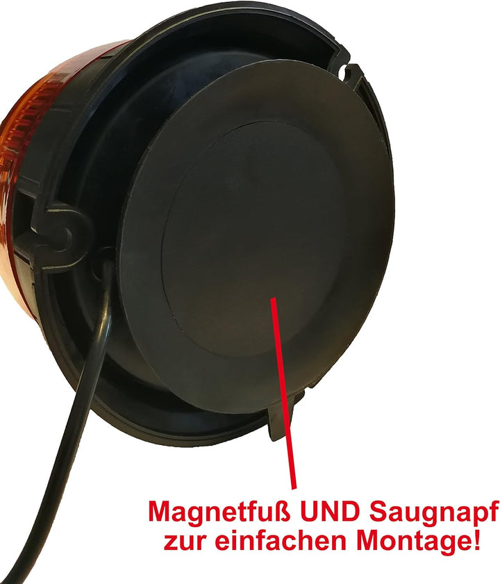 AdLuminis Halogen Rundumleuchte Orange Mit Magnetfuss, Blinkleuchte 12V 24V, ECE R65 Strassenverkehr