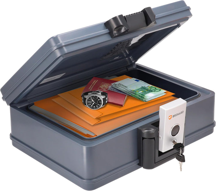 BRIHARD - Zertifizierte Feuerfeste Dokumentenbox 2017 A4, Safe Tresor Feuerfest Wasserdicht mit Schl