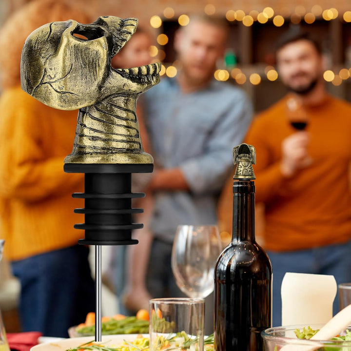 LKKCHER Totenkopf 2-in-1 Weinflaschenverschluss und Ausgiesser, Totenkopf Deko, Totenkopf Wein Gesch