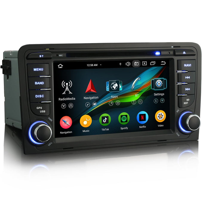 Acht-Kern 4GB+64GB Android 14 DAB+ Autoradio Für AUDI A3 S3 RS3 RNSE-PU Bildschirm mit GPS Navigatio