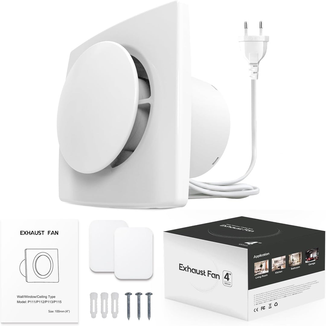 Bathroom fan Aufgerüstet Leiser Badlüfter 100mm - 130m³/h Starker Lüftung Energiesparend WC Lüfter -