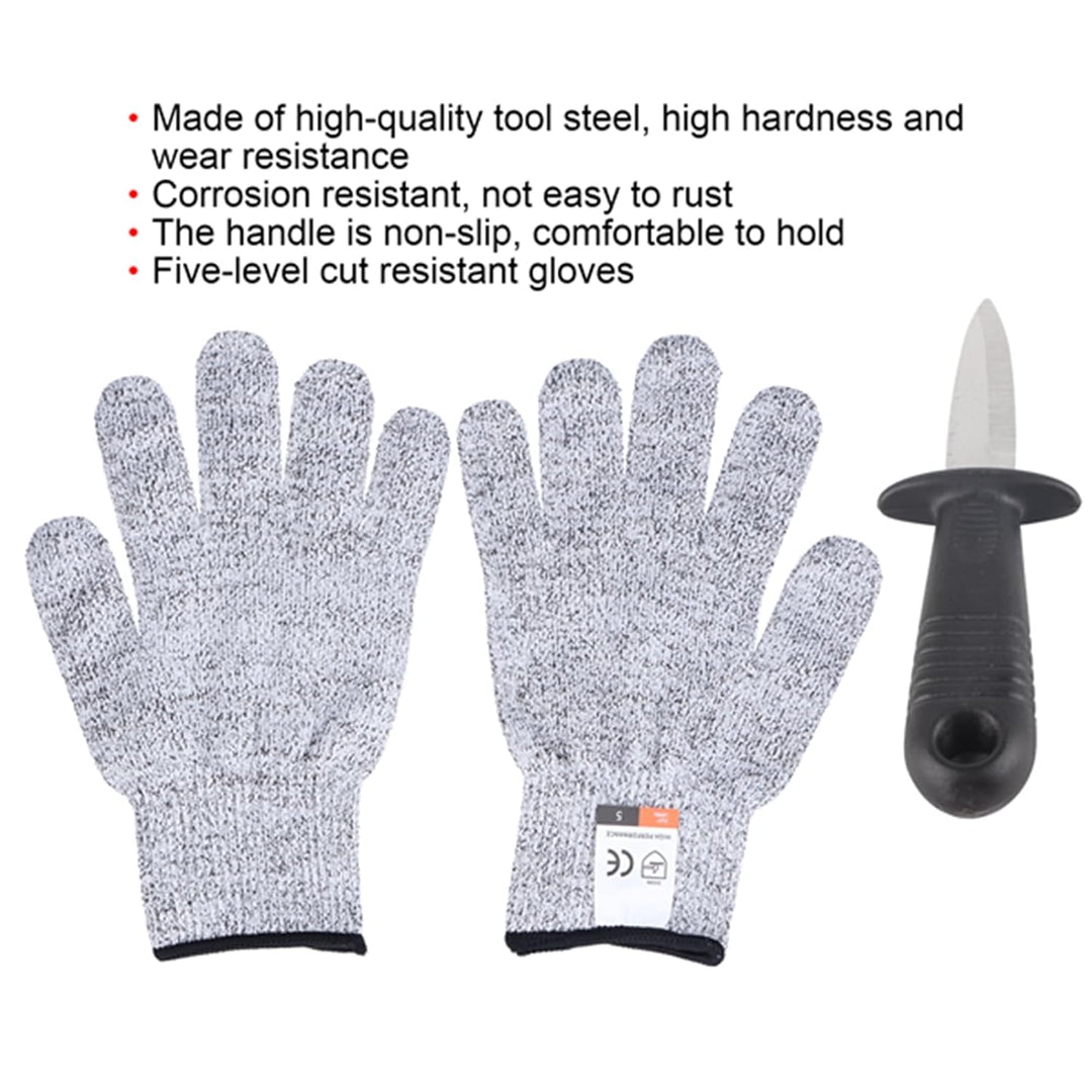 Austernmesser, Austern-Öffnungshandschuhe, Schutzstufe 5, Abriebfest, Austern-Shucker-Set, Austern-Ö