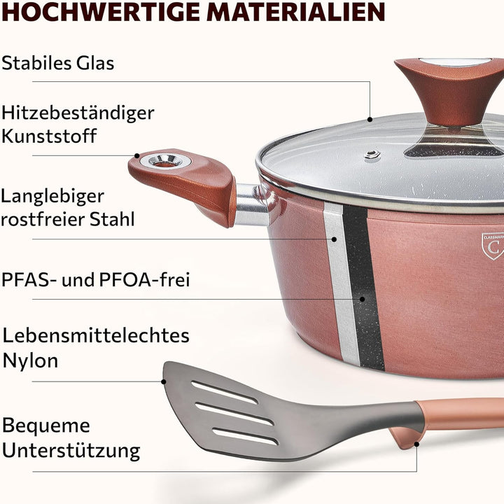 Topfset 15-teilig mit Antihaftbeschichtung - Kochtopf Set mit Deckel - Induktions Töpfe Set - Töpfe