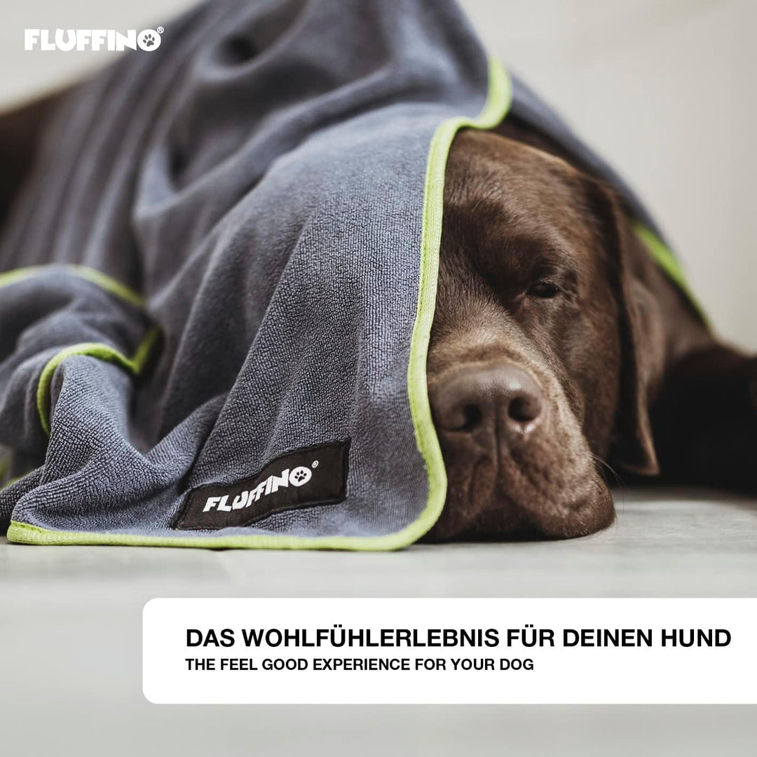FLUFFINO® 2er Set Hundehandtuch Grösse S/M - 90x50cm, extrem saugfähig und weich | Waschbar bei 60°C