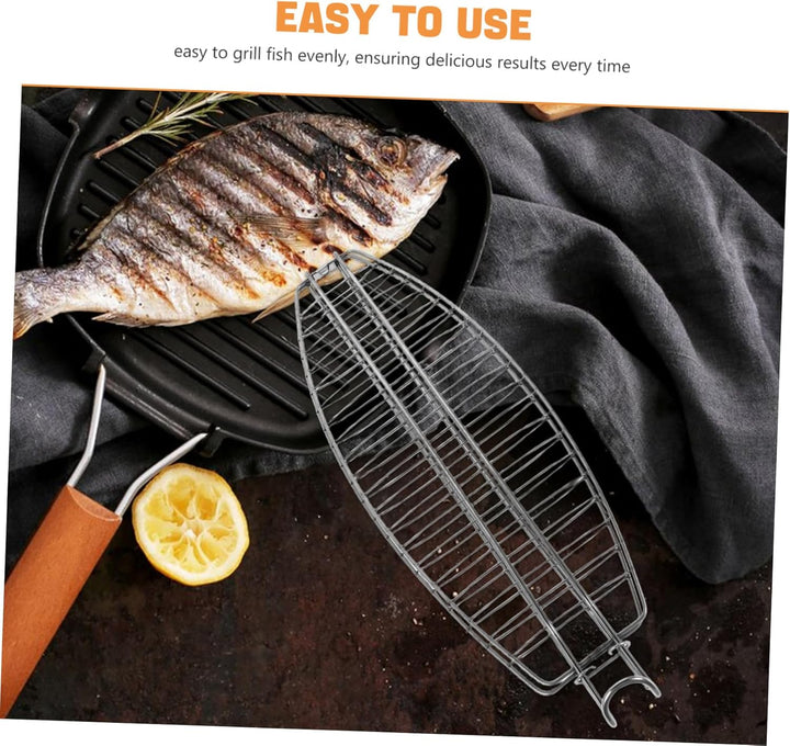 HANABASS Robuster Fischgrillkorb aus Edelstahl Ovalshaped BBQ Grillzubehör für Camping und Picknicks