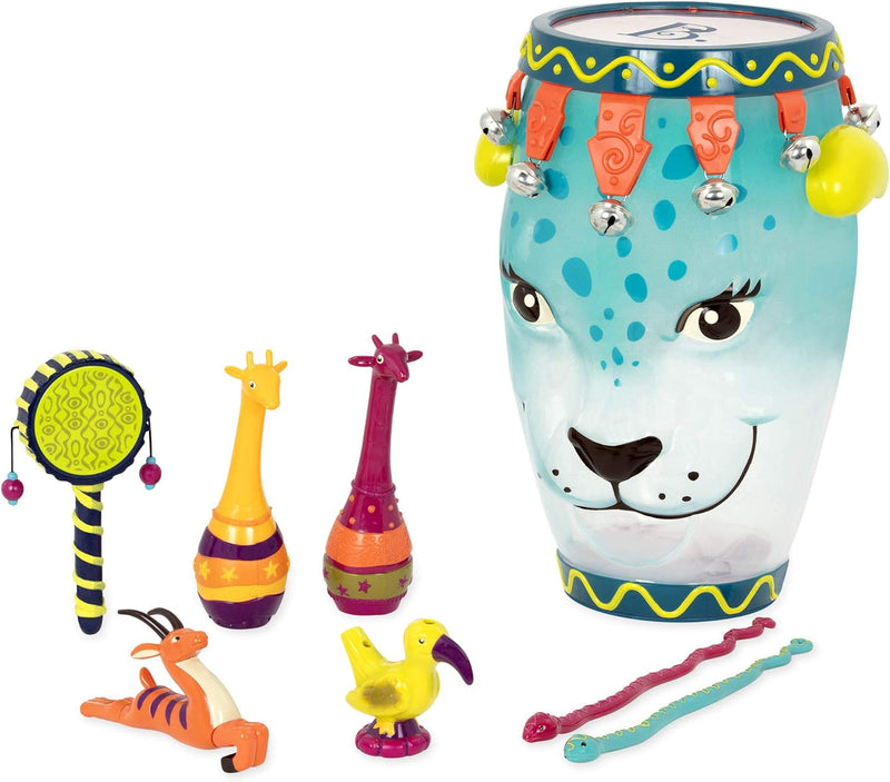 B. toys Bongo Trommel mit Trommelstöcken, Tamburin, Maracas, Percussion Set – Spielzeug Kindertromme