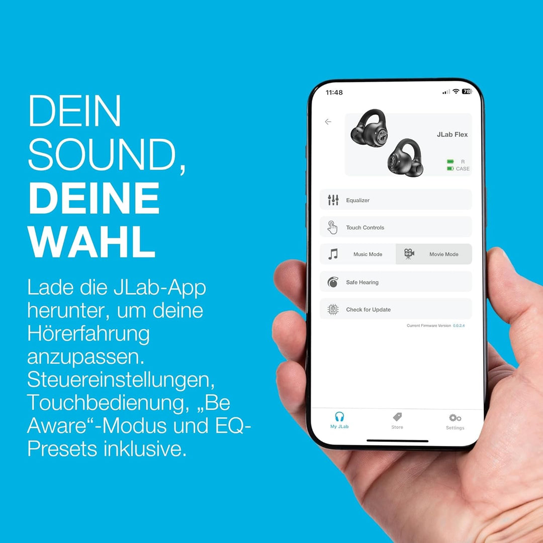 JLab Flex Open Ear Kopfhörer - Open Ear Earbuds, Manschetten-Design Clip-On-Kopfhörer, 21 Stunden Ak