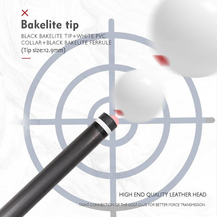 OKHEALING Carbon Fibre Billardqueue, 147cm, 12.4mm Kopf, für Amateur und Profi Billardspieler (mit H