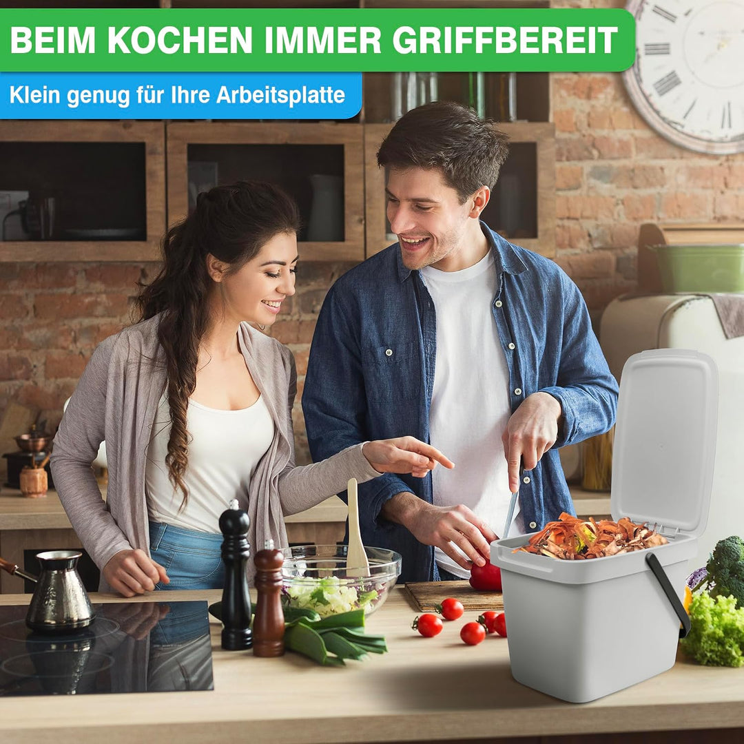 YourCasa Biomülleimer Küche - 6L Komposteimer Küche für alltäglichen Biomüll Behälter - Kompostbehäl