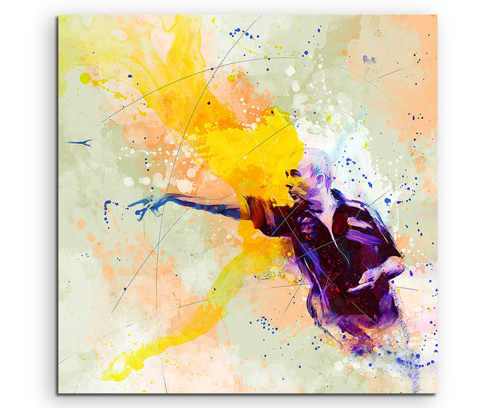 Dart 60x60cm Wandbild SPORTBILD Aquarell Art tolle Farben von Paul Sinus